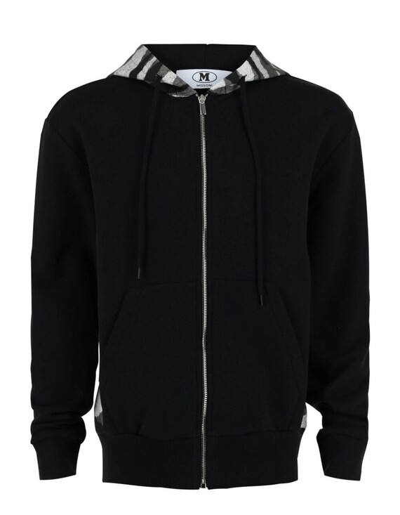 M Missoni NWT Mens Zig Zag Print Zip Up Hoodie Black & White Size X-Large $690 - Picture 3 of 8